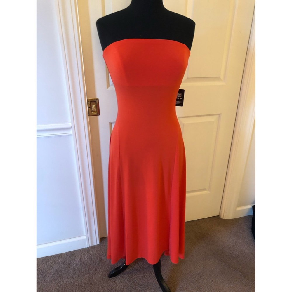 Express high-low maxi strapless dress